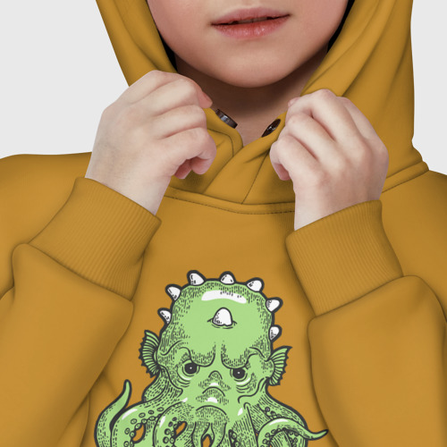 Детское худи Oversize хлопок Green octopus, цвет горчичный - фото 7