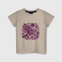 Орнамент с попугаем и растениями – Детская футболка хлопок с принтом купить со скидкой в -20%