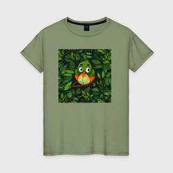 Птичка в на дереве – Женская футболка хлопок с принтом купить со скидкой в -20%