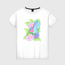 Маленькая птичка колибри – Женская футболка хлопок с принтом купить со скидкой в -20%