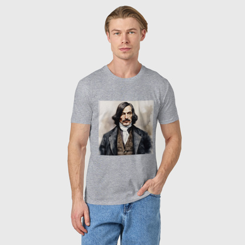 Мужская футболка хлопок Окей Гоголь, цвет меланж - фото 3