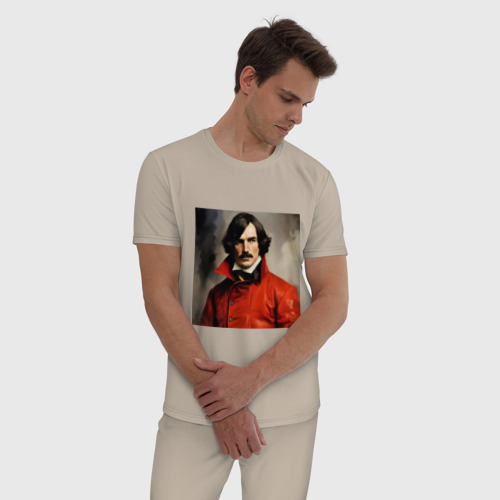 Мужская пижама хлопок Гоголь любит зажигать, цвет миндальный - фото 3