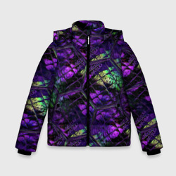 Зимняя куртка для мальчиков 3D Бабочки в фиолетовом креативном узоре
