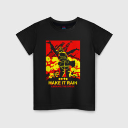 Детская футболка хлопок Make it rain - helldivers 2