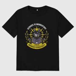 Женская футболка хлопок Oversize Служба обязательна - helldivers 2