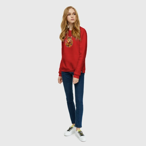 Женский свитшот хлопок с принтом Норвич терьер осенний арт, вид сбоку #3