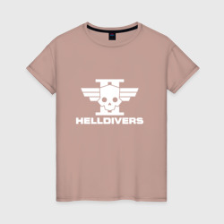 Женская футболка хлопок Helldivers 2 лого