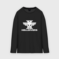 Женский лонгслив oversize хлопок Helldivers 2 лого