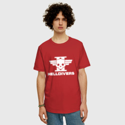 Мужская футболка хлопок Oversize Helldivers 2 лого - фото 2