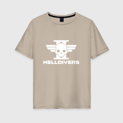 Женская футболка хлопок Oversize Helldivers 2 лого