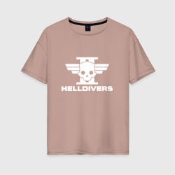 Женская футболка хлопок Oversize Helldivers 2 лого