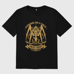 Женская футболка хлопок Oversize Записывайся сегодня - helldivers 2