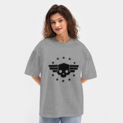 Женская футболка Oversize хлопок texturе Logo helldivers 2 - фото 2