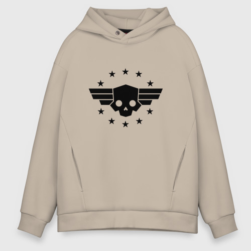 Мужское худи Oversize хлопок Logo helldivers 2, цвет миндальный