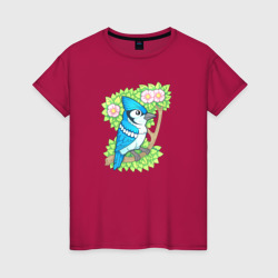 Голубая сойка – Женская футболка хлопок с принтом купить