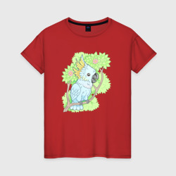 Забавный попугай какаду – Женская футболка хлопок с принтом купить со скидкой в -20%