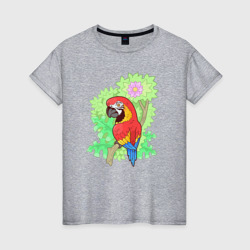 Забавный попугай ара – Женская футболка хлопок с принтом купить со скидкой в -20%