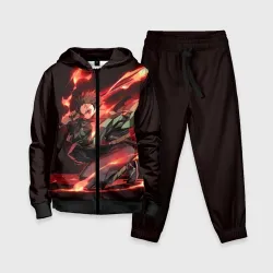 Детский костюм 3D Тандзиро пламя