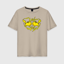 Женская футболка хлопок Oversize Love you Pikachu