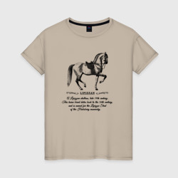 Липицанская лошадь - гравюра  – Футболка из хлопка с принтом купить со скидкой в -20%