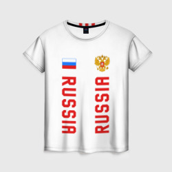Женская футболка 3D Россия три полоски на белом фоне