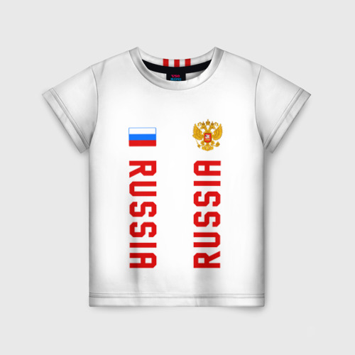 Детская футболка 3D Россия три полоски на белом фоне, цвет 3D печать