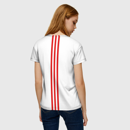 Женская футболка 3D Россия три полоски на белом фоне, цвет 3D печать - фото 4