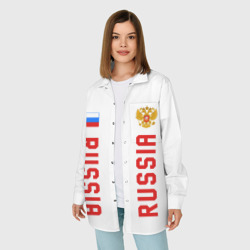 Женская рубашка oversize 3D Россия три полоски на белом фоне - фото 2