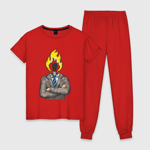 Женская пижама хлопок с принтом Fire boss, вид спереди #2