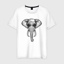 Слон в панаме и очках – Мужская футболка хлопок с принтом купить со скидкой в -20%