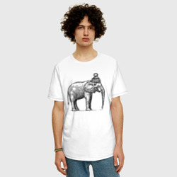 Мужская футболка хлопок Oversize Слону холодно - фото 2