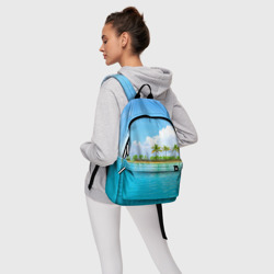 Рюкзак с принтом Экзотический отдых с лазурным морем для любого человека, вид спереди №4. Цвет основы: белый