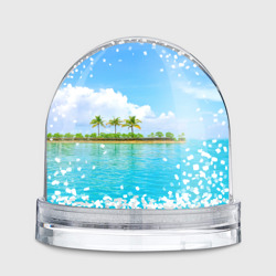 Игрушка шар с принтом Экзотический отдых с лазурным морем для любого человека, вид сзади №1. Цвет основы: прозрачный