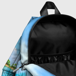 Рюкзак с принтом Экзотический отдых с лазурным морем для ребенка, вид на модели спереди №4. Цвет основы: белый