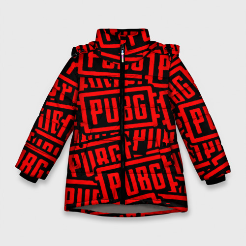 Зимняя куртка для девочек 3D с принтом PUBG pattern games, вид спереди #2
