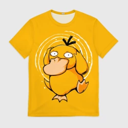 Мужская футболка 3D Псидак желтая утка покемон