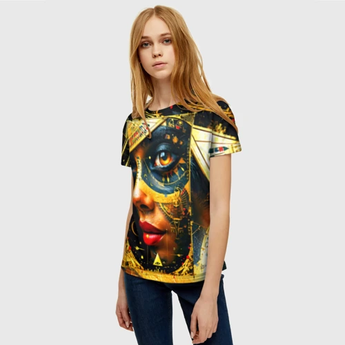 Женская футболка 3D с принтом Мистическое всевидящее око, фото на моделе #1