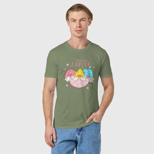 Мужская футболка хлопок с принтом Пасха гномы из яйца, фото на моделе #1