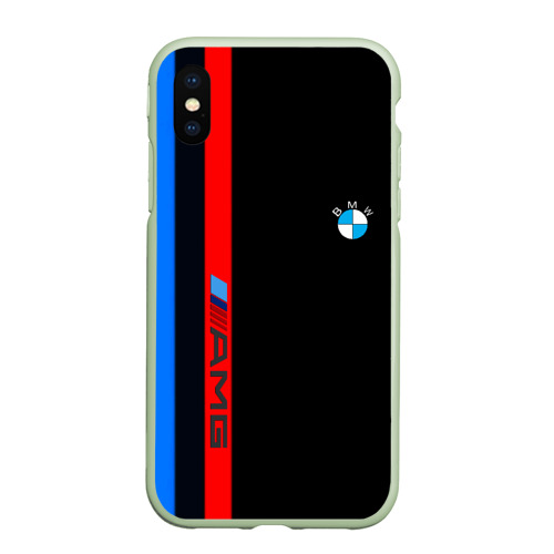 Чехол для iPhone XS Max матовый BMW amg sport , цвет салатовый