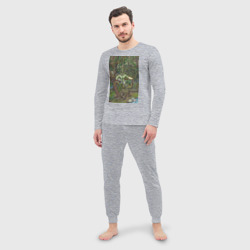 Мужская пижама с лонгсливом хлопок Леший-озорник в шляпе в лесу - фото 2