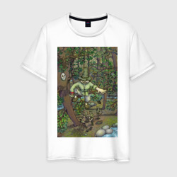 Леший-озорник в шляпе в лесу – Мужская футболка хлопок с принтом купить со скидкой в -20%