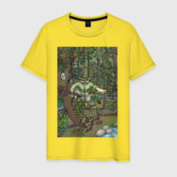Леший-озорник в шляпе в лесу – Мужская футболка хлопок с принтом купить со скидкой в -20%