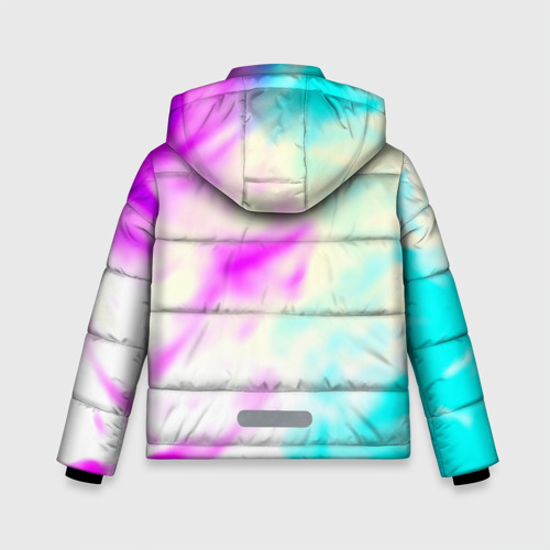 Зимняя куртка для мальчиков 3D с принтом Trapt текстура градиент неоновые краски, вид сзади #1