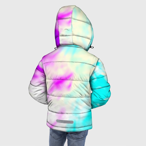 Зимняя куртка для мальчиков 3D с принтом Trapt текстура градиент неоновые краски, вид сзади #2