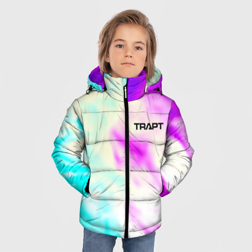 Зимняя куртка для мальчиков 3D с принтом Trapt текстура градиент неоновые краски, фото на моделе #1