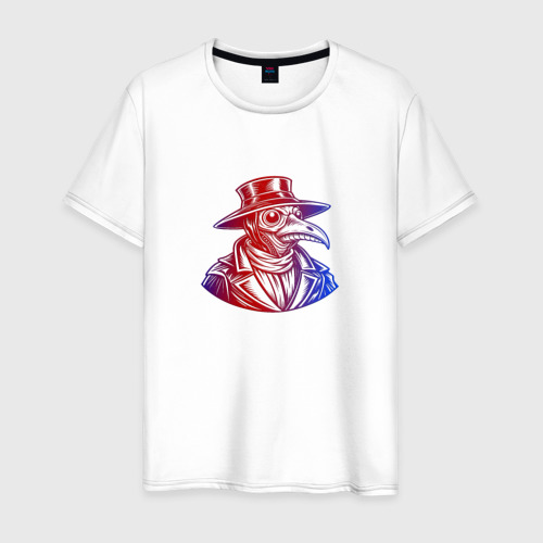Мужская футболка из хлопка с принтом Векторный чумной доктор, вид спереди №1