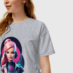 Женская футболка хлопок Oversize Барби -  cyberpunk ai art - фото 2