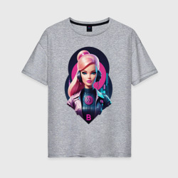 Женская футболка хлопок Oversize Барби -  cyberpunk ai art