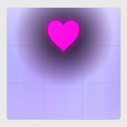 Магнитный плакат 3Х3 Розовое неоновое сердце на лавандовом фоне