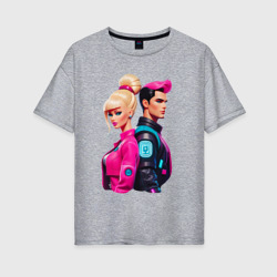 Женская футболка хлопок Oversize Ken and Barbie - ai art